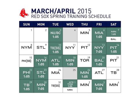 Red Sox Release 2015 Spring Training Schedule Extra Bases