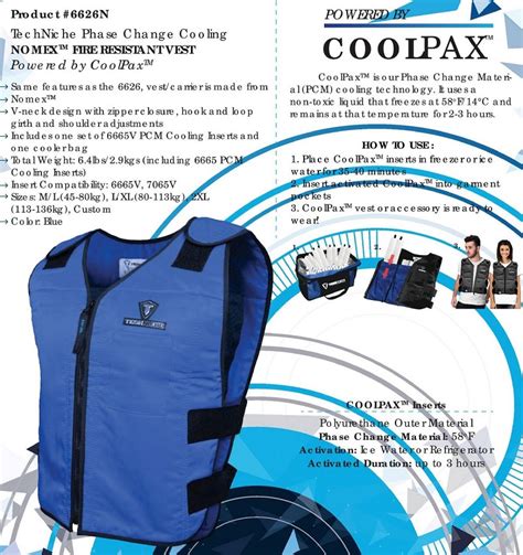 Phase Change Cooling Vest Nomex Fire Resistant