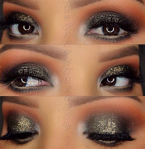 Beautiful Metallic Smokey Eyes With A Touch Of Gold Glitter To Make The