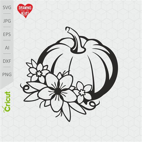Floral pumpkin SVG file for cricut Pumpkin with flowers svg | Etsy
