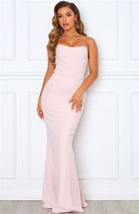 Sophia Maxi Dress Blush White Fox Boutique Usa In 2020 Strapless Dress Hairstyles Dress