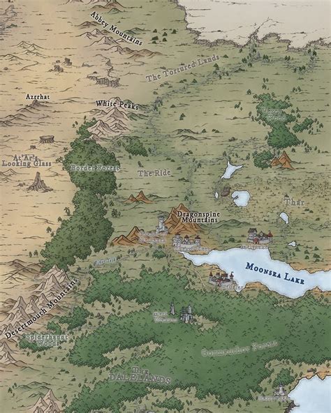 Full Color Western Faerûn Map Dungeons And Dragons Etsy In 2023