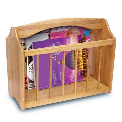 New Magazine Rack Bamboo Wood Wooden Newspaper Shelf Storage Holder