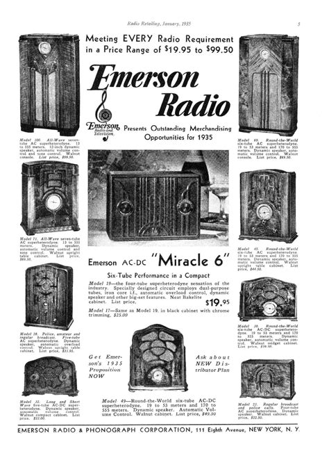 Emerson Model 17 And Model 19 Miracle Six Bakelite Table Radio 1934