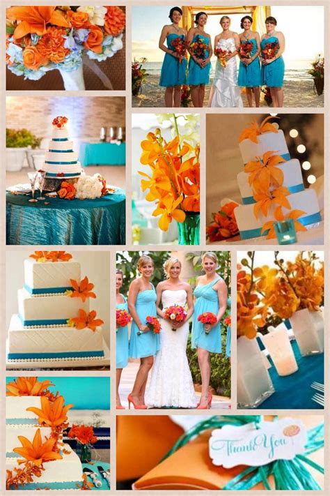 Turquoise and orange themed wedding collage | wedding inspiration ...