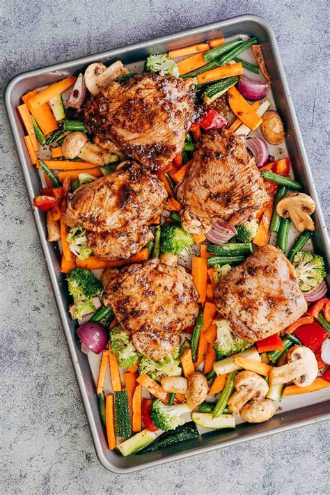 This fantastic sheet pan sweet and sour chicken with veggies is my latest favorite (though i do love this amazing sheet pan bbq. Sheet Pan Honey Balsamic Chicken Thighs with Veggies ...