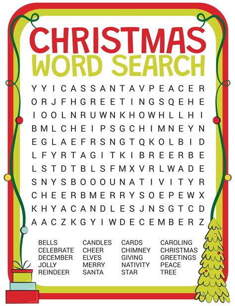 Large Print Word Search Printable Christmas Word Search Printable