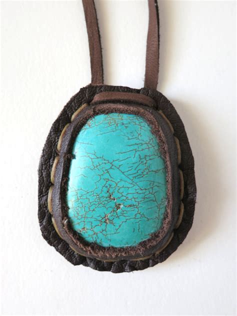 Turquoise Mens Womens Leather Necklace Unisex Etsy Leather Necklace