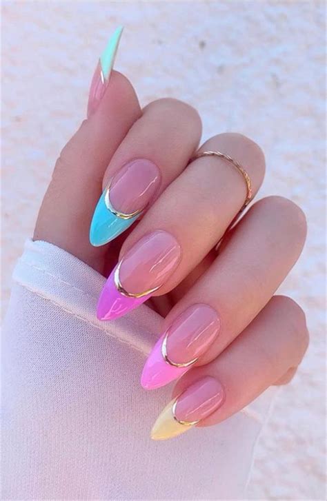 Almond Nails Bright Nail Color Design For Short Almond Nails Polish