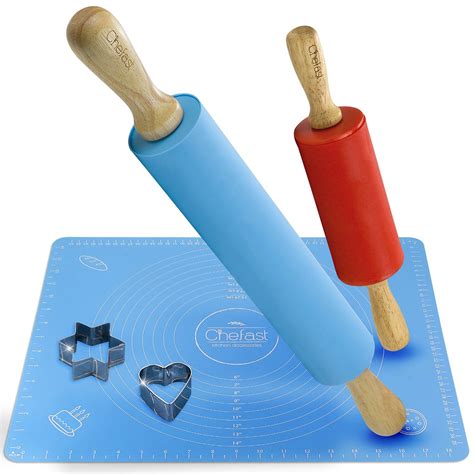 Chefast Non Stick Rolling Pin And Pastry Mat Set Combo Kit