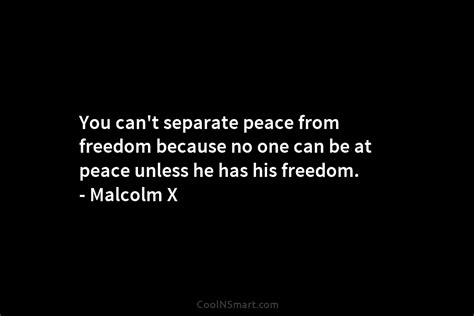 Malcolm X Quote You Cant Separate Peace From Freedom Because