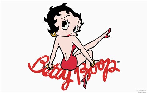 Classic Over The Shoulder Pose Betty Boop Sitting On Logo Wallpaper Betty Boop Betty Boop