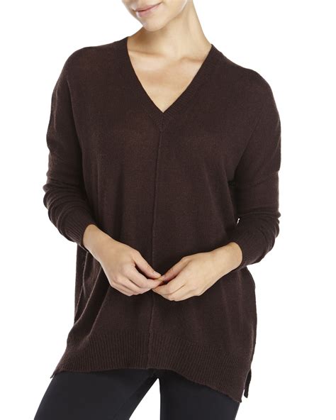 Line Cashmere V Neck Sweater In Brown Lyst