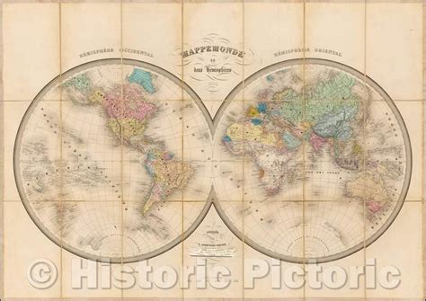 Historic Map Mappemonde En Deux Hemispheresmap Of The World In Two