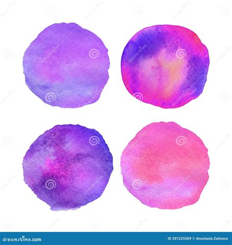 Vector Watercolor Painted Circle Backgrounds In Pink And Blue Colors
