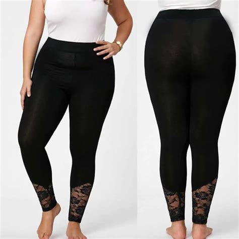 new ladies plus size lace yoga sport gym pants women plus size lace elastic leggings sexy sport