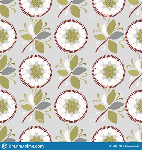 Seamless Pattern Floral Ethnic Bloom Motif Persian Style Hand Drawn