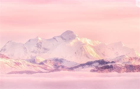 Wallpaper Snow Mountains Pink Sky Images For Desktop Section пейзажи