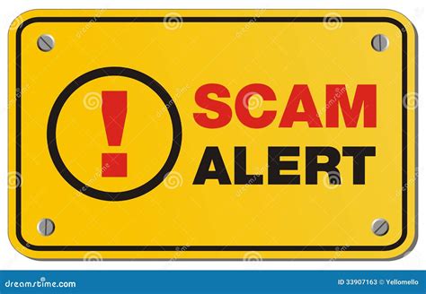 Scam Alert Yellow Sign Rectangle Sign Stock Illustration