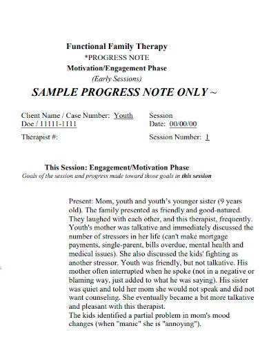 Free 10 Therapy Progress Note Samples Behavioral Psychotherapy