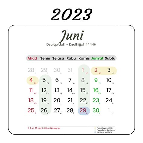 Hijri Kalender Für Juni 2023 Vektor Kalender Kalender 2023 Hijri