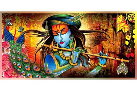 001 Modern Art Radha Krishna Painting Wall Canvas L