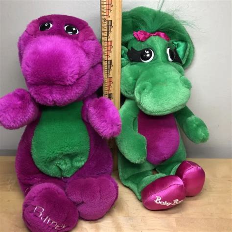 Lot Of 2 Stuffed 1992 Original Vintage Barney Baby Bop Plush Dinosaurs