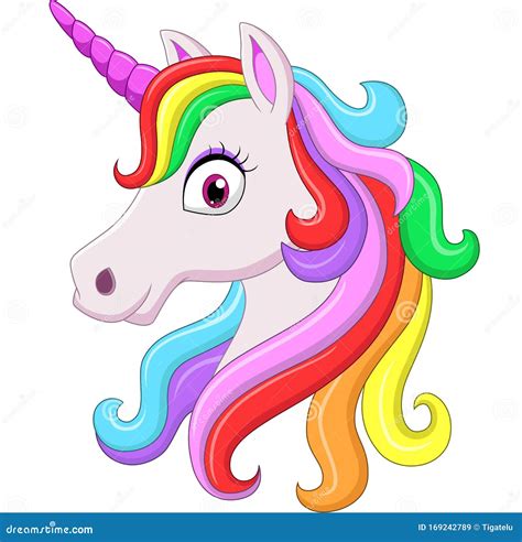 Set Of Cute Rainbow Unicorn In Different Poses Hand Drawn Cartoon