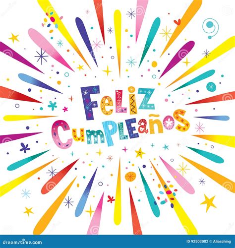 Feliz Cumpleanos Happy Birthday In Spanish Vector Illustration Cartoondealer Com