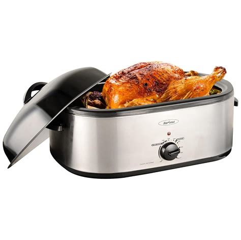 roaster oven 22 quart electric turkey roaster with self basting lid design large stainless