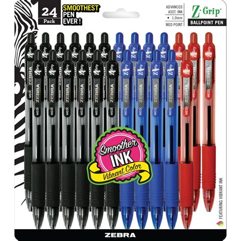 Zebra Pen Z Grip Retractable Ballpoint Pen 10mm Black Blue Red Ink