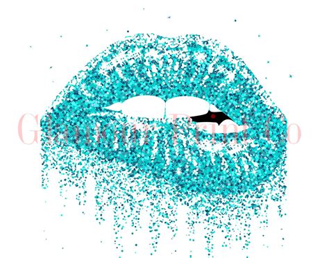 Aqua Glitter Lips Lips Wall Art Biting Lips Art Sparkling Etsy