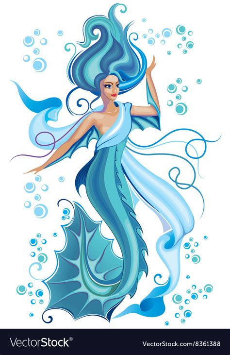 Beautiful Blue Mermaid Royalty Free Vector Image