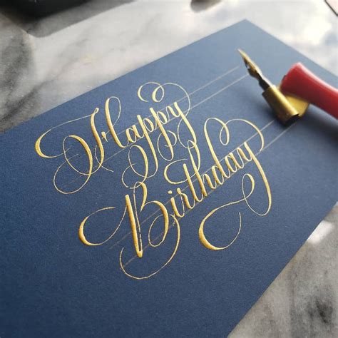 Happy Birthday Hand Lettering Alphabet Calligraphy Birthday Card
