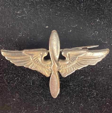 Wwi Us Air Squadron Aviator 1st Pilot Wings Pin Ster Gem