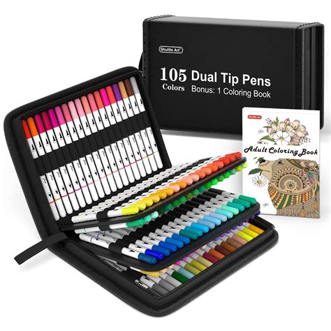Buy Dual Tip Brush Pens Art Markers Shuttle Art 105 Colors Fine And