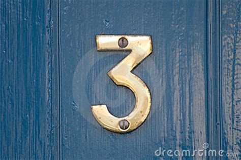 Blue Door Number 3 Stock Photo - Image: 4281780