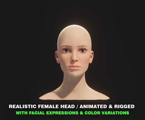 Artstation Realistic Female Head 3d Model Animated With Facial