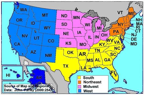 Us Map With Regions Labeled Us States Map