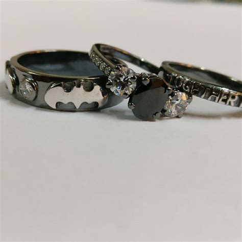 Batman Ring Set With Embossed Style 3pcs Set New Edge Jewels In 2020