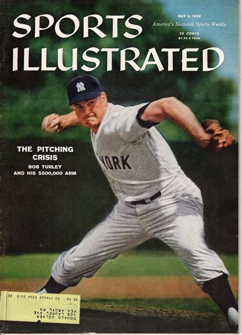 1959 54 Sports Illustrated Baseball Magazine Bob Turley New York