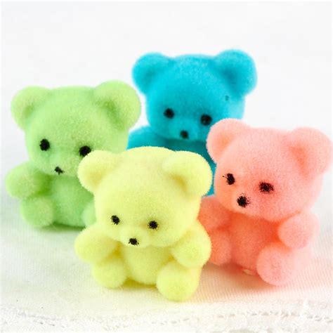 Miniature Flocked Teddy Bears Baby Shower Favors Baby Shower
