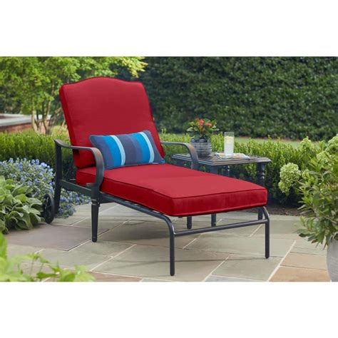 Hampton Bay Laurel Oaks Black Steel Outdoor Patio Chaise Lounge With