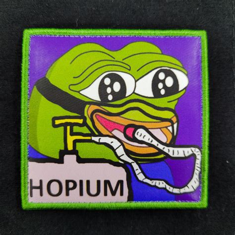 Meme Pepe Hopium Copium Velcro Morale Patch Black Singapore