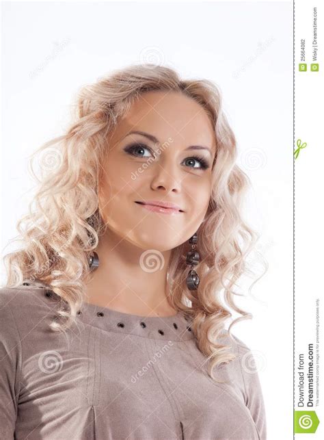 Happy Blonde Young Woman With Curly Hair Stock Photography