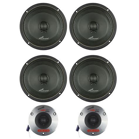 Audiopipe Car Audio Package W4 8 Midwoofer Speakers And 2 375