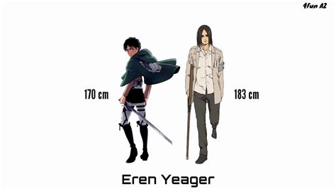 Attack On Titan Characters Height Comparison 850 854 Youtube