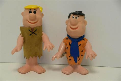 Vintage 1970 Fred Flintstone And Barney Rubble Plasticrubber Figures By