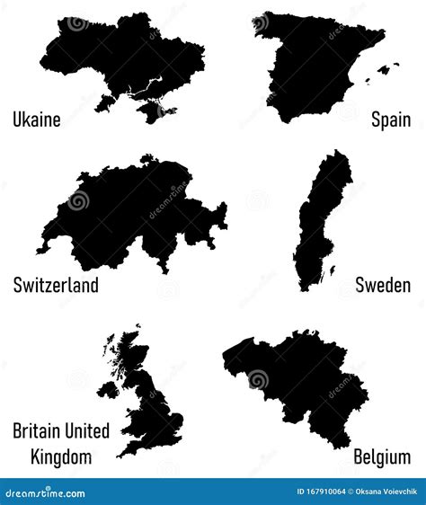 Silhouettes Of Europe Countries Vector Illustration Stock Vector