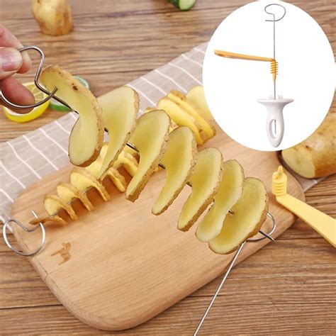 1set Stainless Steel Plastic Rotate Potato Slicer Twisted Potato Spiral
